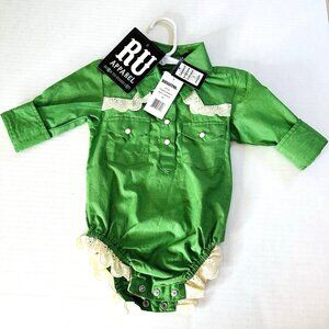 Baby Carson RU Apparel Girls Cowboy Western Blouse One Piece Snap Crotch XS 9